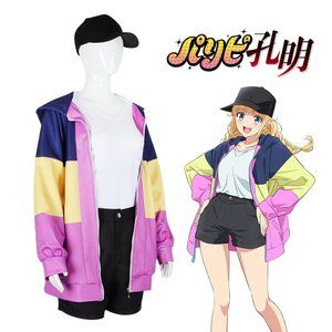 Ya Boy Kongming (Paripi Koumei) Tsukimi Eiko Anime Cosplay Costume Jacket & Hat